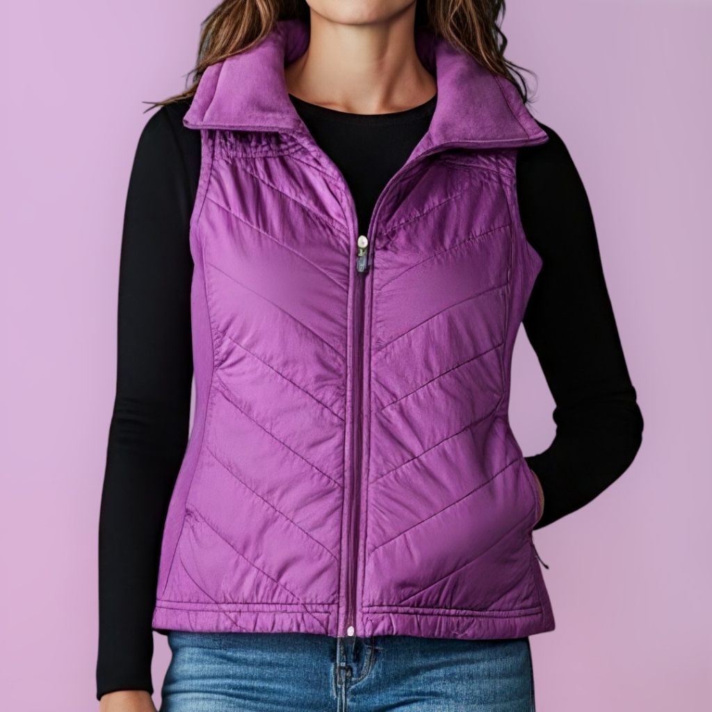 Columbia Purple Hybrid Vest Small Womens Fleece Quilted Full Zip Sleeveless
